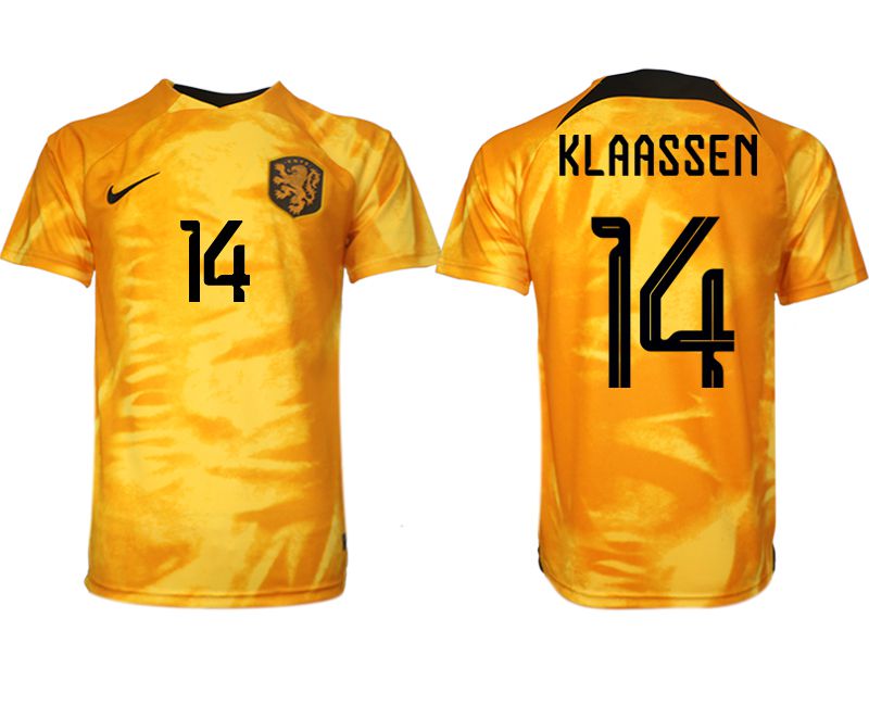 Men 2022 World Cup National Team Netherlands home aaa version yellow #14 Soccer Jerseys->netherlands(holland) jersey->Soccer Country Jersey